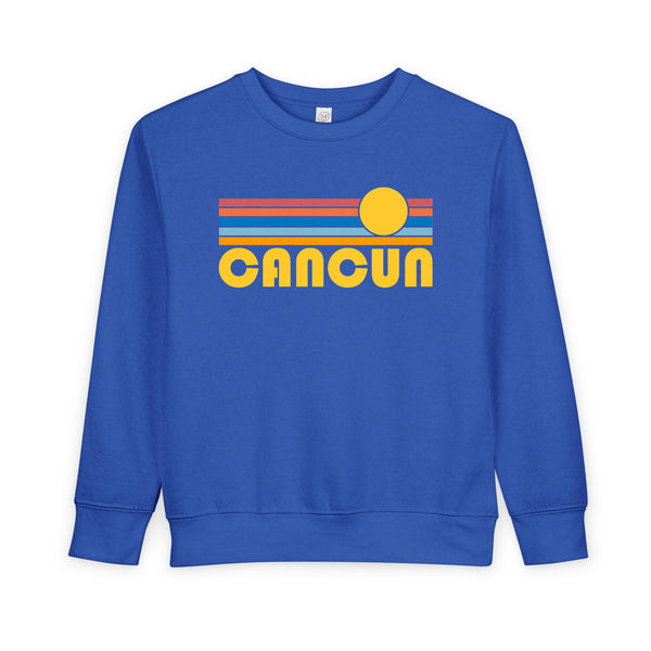 Cancun, Mexico Toddler Sweatshirt - Retro Sun Cancun Toddler Crewneck Sweatshirt