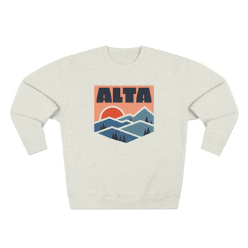 Buy oatmeal-heather Premium Alta, Utah Mountain Graphic Sweatshirt