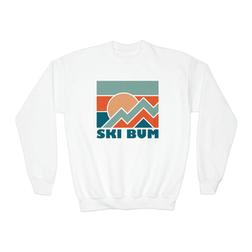 Buy white Ski Bum Youth Sweatshirt - Unisex Kid's Ski Bum Crewneck Sweatshirt