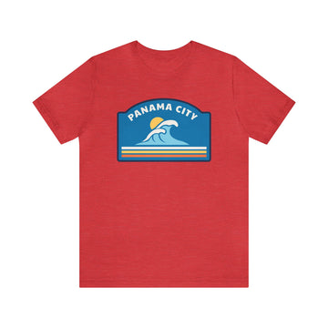 Buy heather-red Panama City, Florida T-Shirt - Unisex Panama City Shirt - Wave Arch