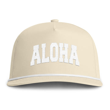 Buy ivory Aloha Embroidered Rope Hat - Vintage Sunwashed Rope Cap, Comfort Colors