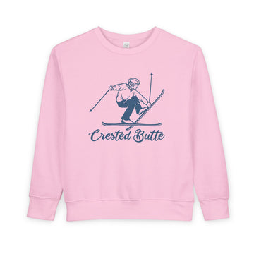 Buy pink Crested Butte, Colorado Toddler Sweatshirt - Vintage Ski Crested Butte Toddler Crewneck Sweatshirt