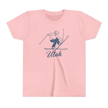 Buy pink Utah Youth Vintage Snow Ski Graphic Tee - Kids T Shirt