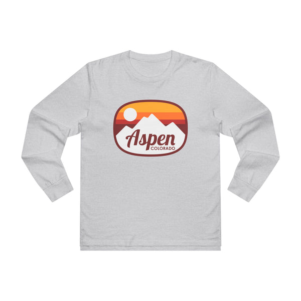 Aspen, Colorado Mens Base Long-sleeve Tee - Retro Ombre Heavy Weight Long Sleeve T-shirt