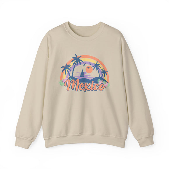 Mexico Sweatshirt - Unisex Retro Beach Mexico Crewneck Sweatshirt