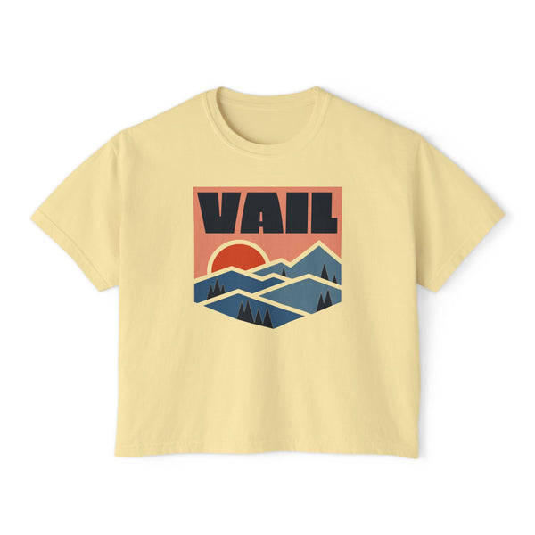 Women's Vail, Colorado Boxy Graphic Tee - Slightly Cropped