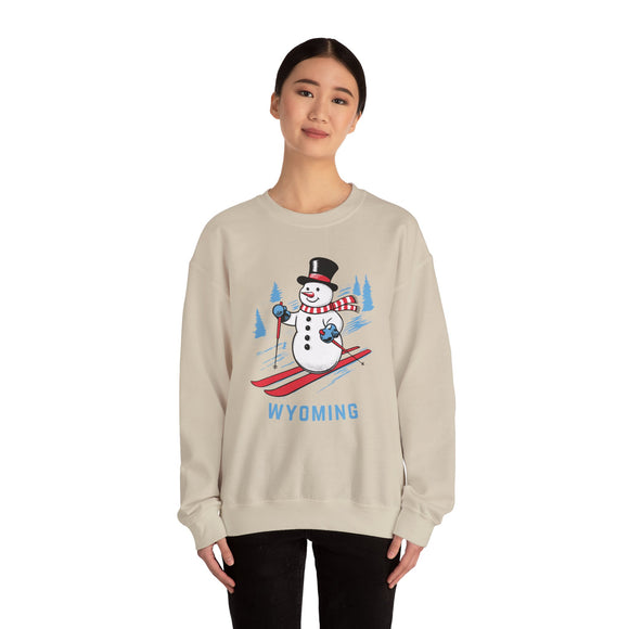 Wyoming Sweatshirt - Ski Snowman Graphic Crewneck
