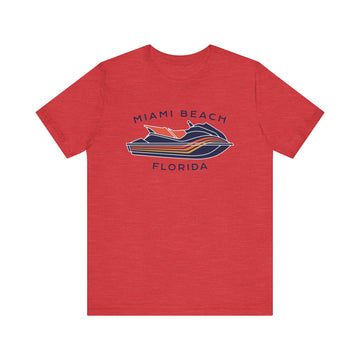 Buy heather-red Miami Beach, Florida T Shirt - Jetski Boating Graphic Tee