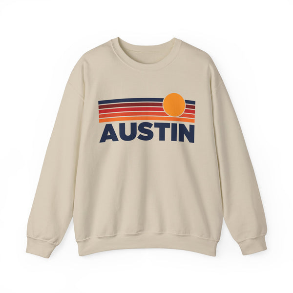 Austin, Texas Sweatshirt Retro Sun Unisex - Austin Vintage Inspired Warm Pullover Jumper