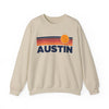 Austin, Texas Sweatshirt Retro Sun Unisex - Austin Vintage Inspired Warm Pullover Jumper