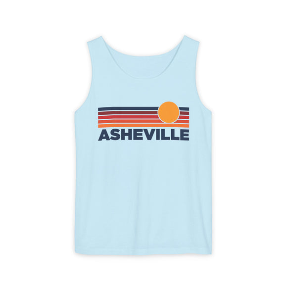 Asheville, North Carolina Retro Sunstripe Tank Top | Comfort Colors - 100% Cotton