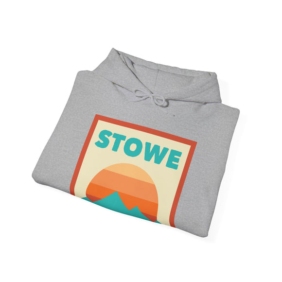 Stowe, Vermont Mountain Sun Hoodie - Unisex Hooded Sweatshirt, Travel Sweatshirt, Sunset