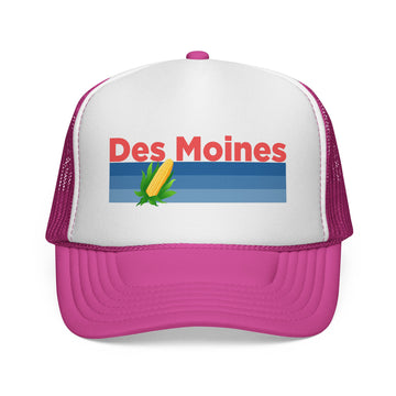 Buy pink Des Moines, Iowa Retro Corn and Farm Trucker Hat