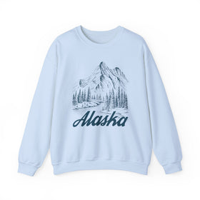 Buy light-blue Alaska Sweatshirt - Mountain Illustration Graphic Crewneck