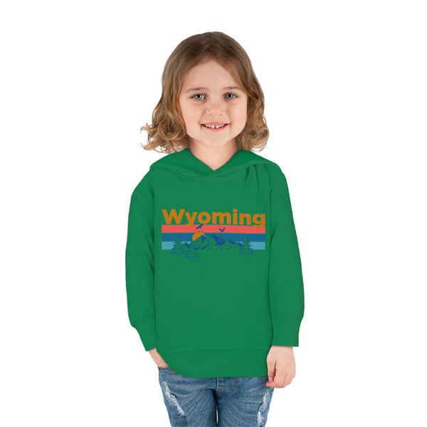 Wyoming Toddler Hoodie - Retro Mountain Sun Unisex Wyoming Toddler Sweatshirt