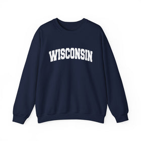 Buy navy Wisconsin Sweatshirt - Unisex Graphic Crewneck