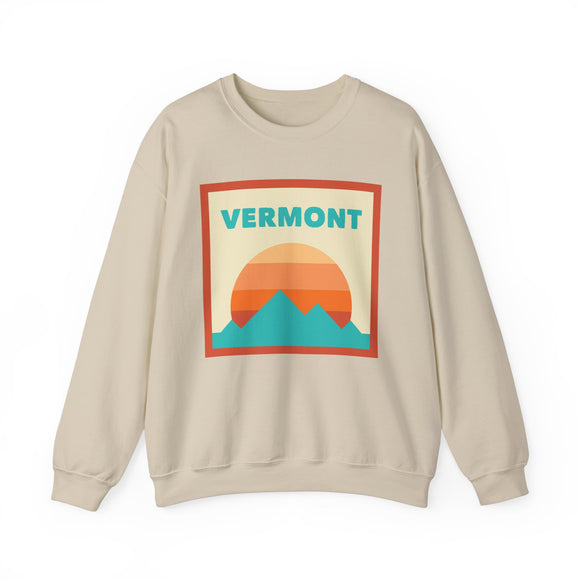 Retro Vermont Sweatshirt, Mountain Sun Design, Unisex Crewneck, Gift for Outdoorsy Friends, Vintage Vermont Jumper