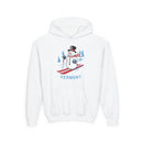 Vermont Youth Hoodie - Skiing Snowman Kids Vermont Hooded Sweatshirt-1