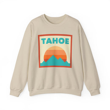 Buy sand Retro Lake Tahoe, California Sweatshirt, Mountain Sun Design, Unisex Crewneck, Gift for Outdoorsy Friends, Vintage Jumper
