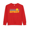 Detroit, Michigan Toddler Sweatshirt - Retro Sun Detroit Toddler Crewneck Sweatshirt