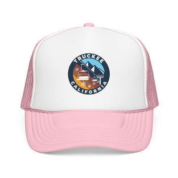 Truckee, California Retro Ski Lift Mountain Foam Trucker Hat - 0