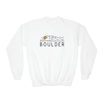 Boulder, Colorado Youth Sweatshirt - Unisex Kid's Boulder Crewneck Sweatshirt - 0