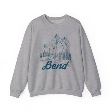 Buy sport-grey Bend, Oregon Sweatshirt - Mountain Illustration Graphic Crewneck