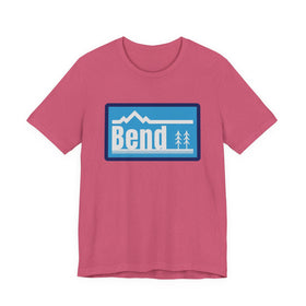 Buy heather-raspberry Bend Oregon Scenic Tee – Mountain &amp; Pine Trees Travel T‑Shirt