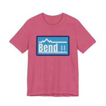 Buy heather-raspberry Bend Oregon Scenic Tee – Mountain &amp; Pine Trees Travel T‑Shirt