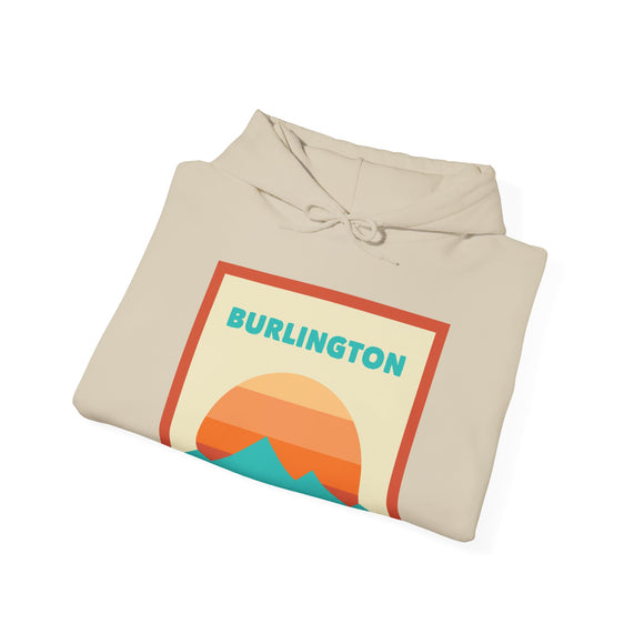 Burlington, Vermont Mountain Sun Hoodie - Unisex Hooded Sweatshirt, Travel Sweatshirt, Sunset