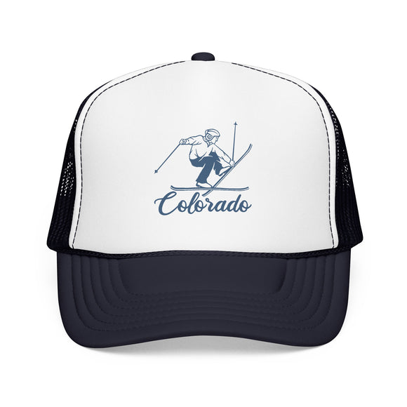 Colorado Snow Ski Trucker Hat — Retro Skier Foam Cap