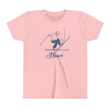 Buy pink Stowe, Vermont Youth Vintage Snow Ski Graphic Tee - Kids Stowe T Shirt