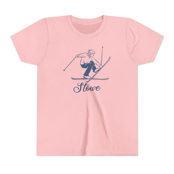 Stowe, Vermont Youth Vintage Snow Ski Graphic Tee - Kids Stowe T Shirt