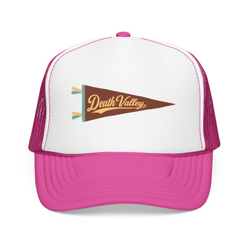 Buy hot-pink-white-hot-pink Death Valley National Park Pennant Trucker Hat — Vintage Foam Mesh Cap