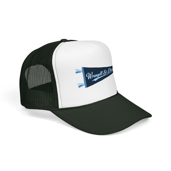 Wrangell-St Elias National Park Pennant Trucker Hat — Vintage Foam Mesh Cap