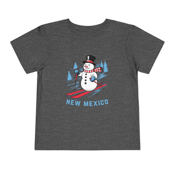 Buy dark-heather-grey New Mexico Toddler Skiing Snowman Graphic Tee - Kids New Mexico T-Shirt