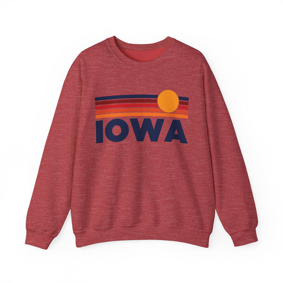 Iowa Sweatshirt Retro Sun Unisex - Vintage Iowa Inspired Warm Pullover Jumper