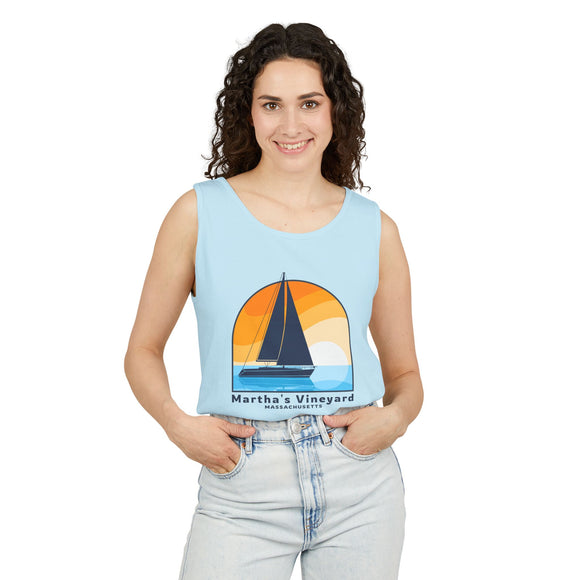Martha's Vineyard, Massachusetts Sailboat Tank Top | Comfort Colors 100% Cotton