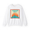 Retro Jackson Hole, Wyoming Sweatshirt, Mountain Sun Design, Unisex Crewneck, Gift for Outdoorsy Friends, Vintage Jumper