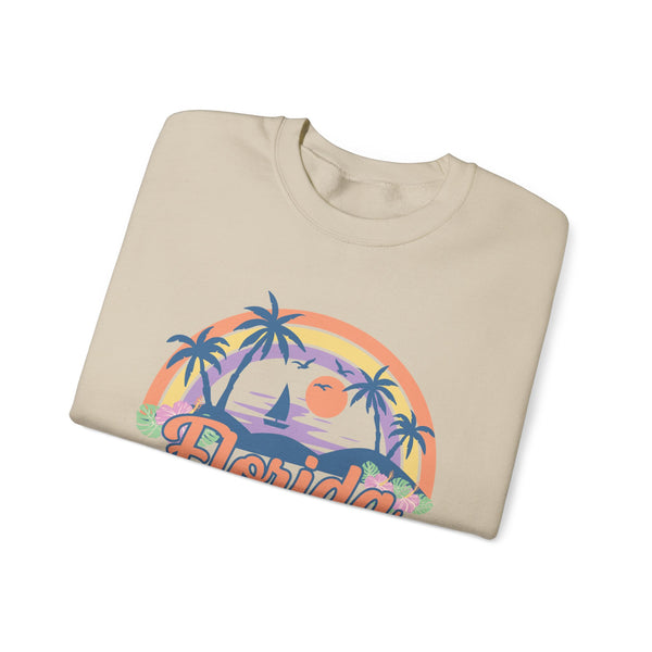 Florida Sweatshirt - Unisex Retro Beach Florida Crewneck Sweatshirt