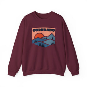 Buy maroon Colorado Sweatshirt Retro Mountains, Colorado Unisex Graphic Crewneck