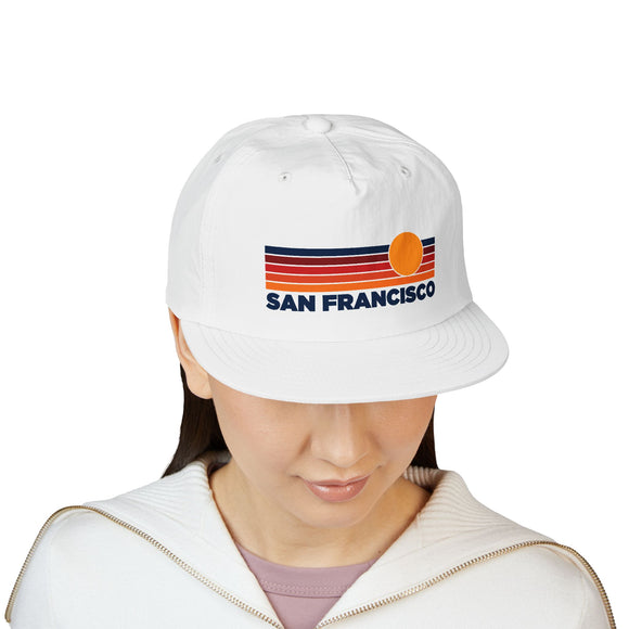 San Francisco, California retro sunset Surf Cap | vintage striped sun state hat