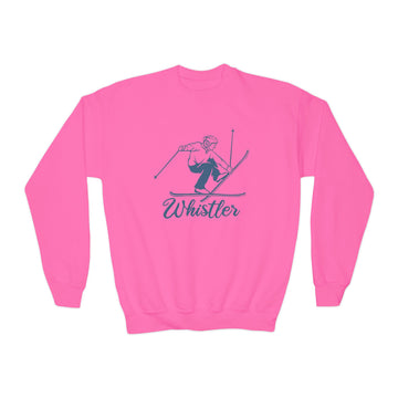 Buy safety-pink Whistler, Canada Youth Crewneck Sweatshirt - Snow Ski Unisex Kid's Whistler, Canada Sweatshirt