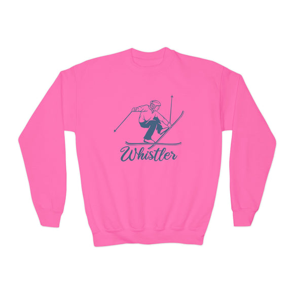 Whistler, Canada Youth Crewneck Sweatshirt - Snow Ski Unisex Kid's Whistler, Canada Sweatshirt
