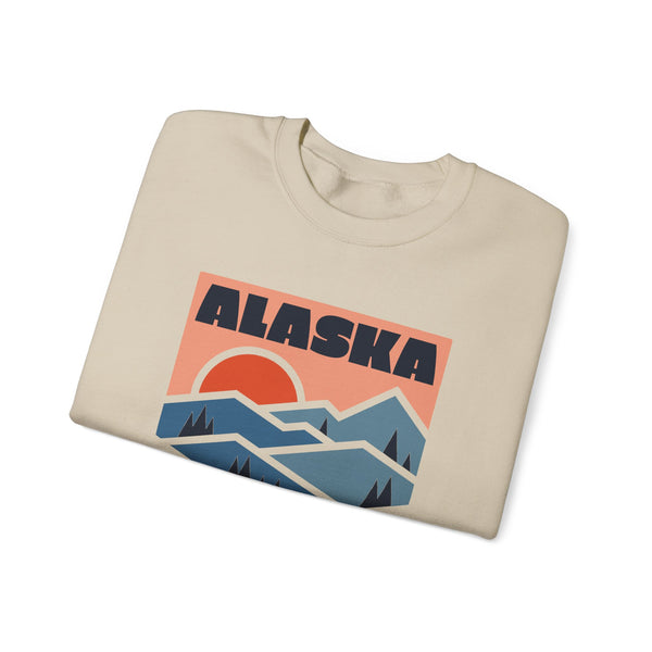 Alaska Sweatshirt Retro Mountains, Alaska Unisex Graphic Crewneck