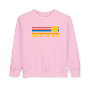 Buy pink Jackson Hole, Wyoming Toddler Sweatshirt - Retro Sun Jackson Hole Toddler Crewneck Sweatshirt
