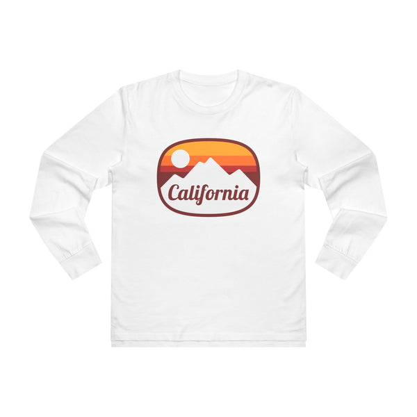 California Mens Base Long-sleeve Tee - Retro Ombre Heavy Weight Long Sleeve T-shirt