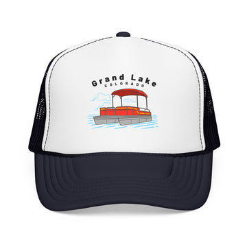 Buy navy-white-navy Grand Lake, Colorado Trucker Hat - Pontoon Boat
