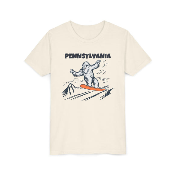 Pennsylvania Yeti Snowboard Youth Tee - Kids Skiing Shirt