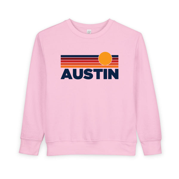 Austin, Texas Toddler Sweatshirt - Retro Sun Austin Toddler Crewneck Sweatshirt